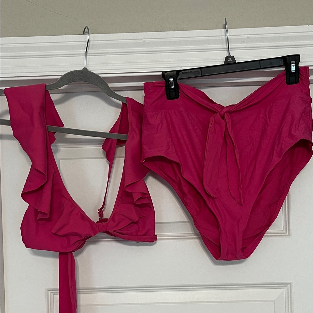 Antonio Melani Pink Ruffled Bikini Set size XL